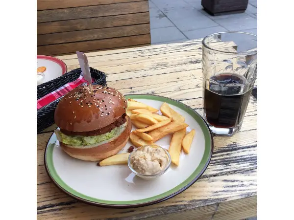 Lebanese burger, chips and beer. Like.