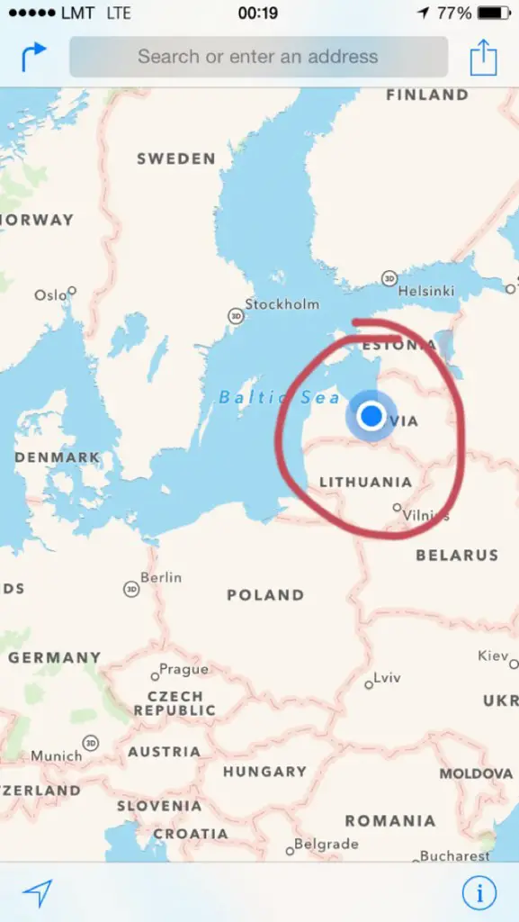 This is where Riga is on a map. 