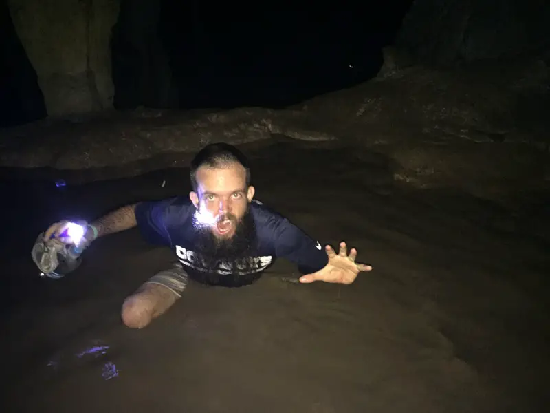 scary river monster in a cave