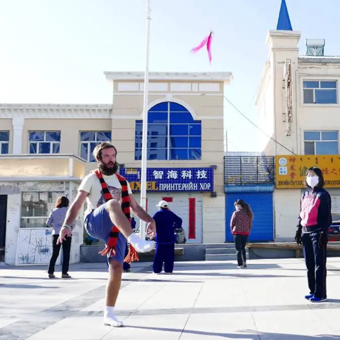 playing jianzi in china near the mongolian border