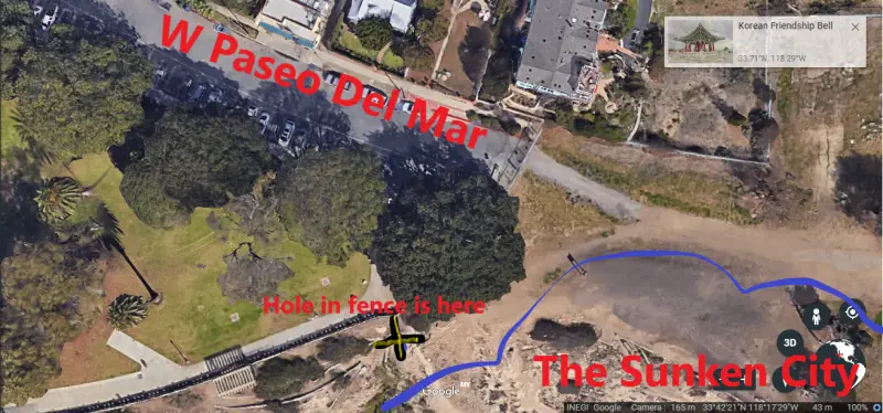 DIagram showing how to get into the sunken city